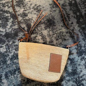 Loewe Pochette Basket Bag raffia, jacquard and calfskin